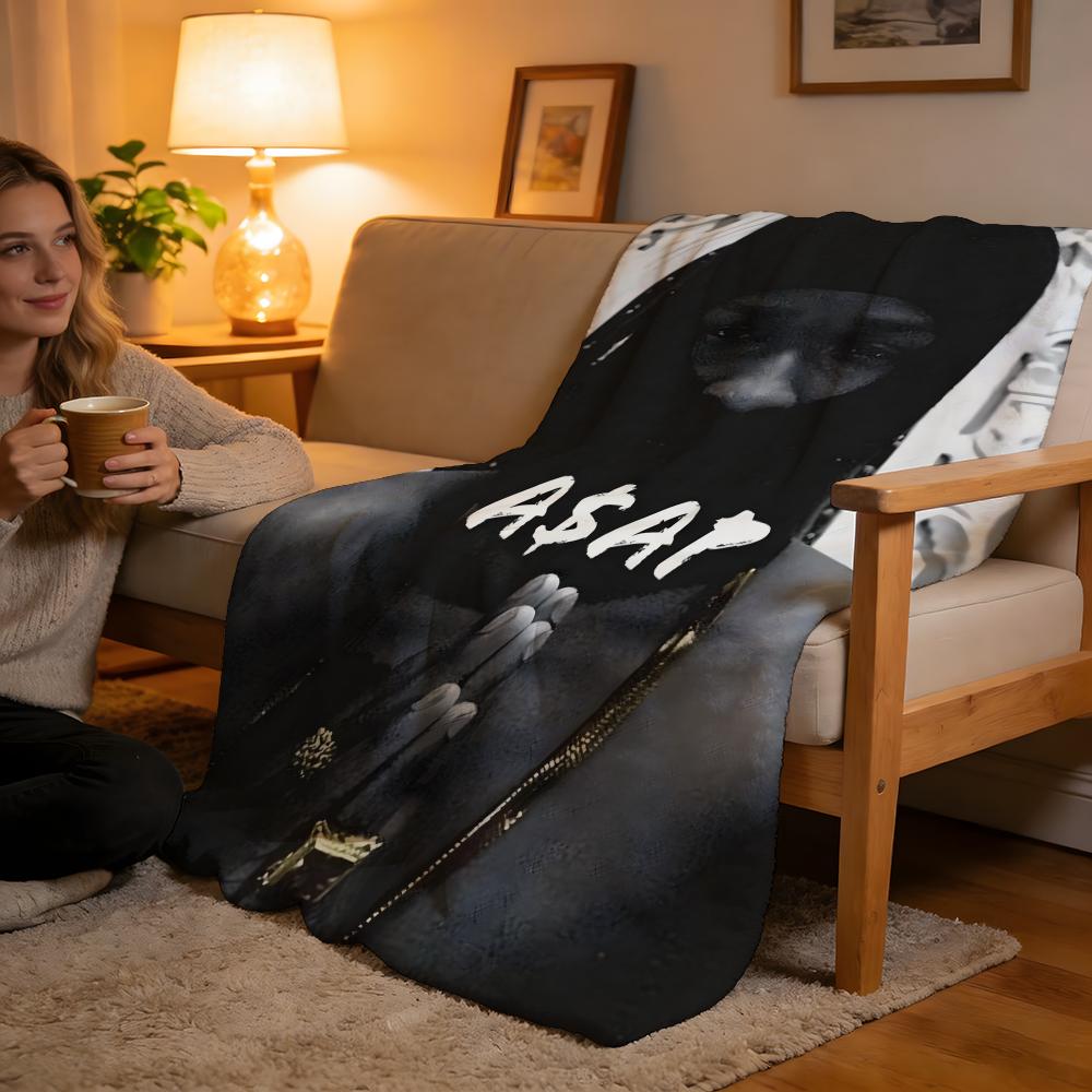Throw High-Density Short Plush Blanket For Sofa Nap Air-Conditioned Room Soft Skin-Friendly ASAP Rocky