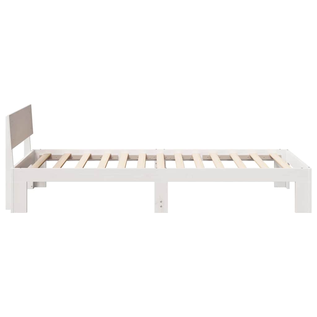 White Bed Frame with Headboard 75 x 190 cm Solid Pine Wood