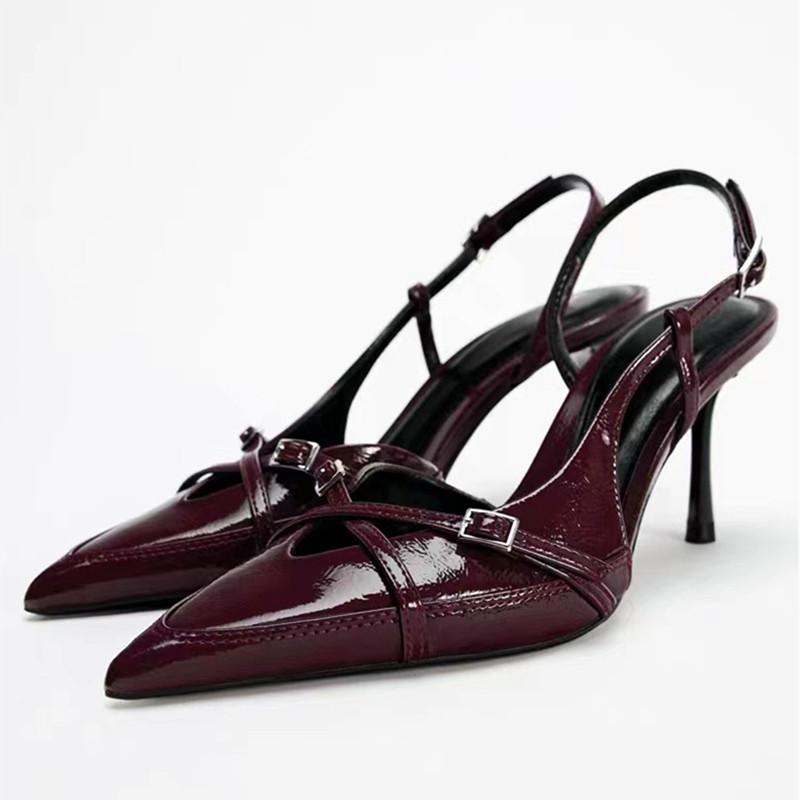 Дизайнер Моды Синий Деним Слингбэк Ремешок с Пряжкой Женские Туфли Сексуальный Острый Носок Высокий Каблук Элегантные Туфли для Вечеринки Zapatos De Mujer