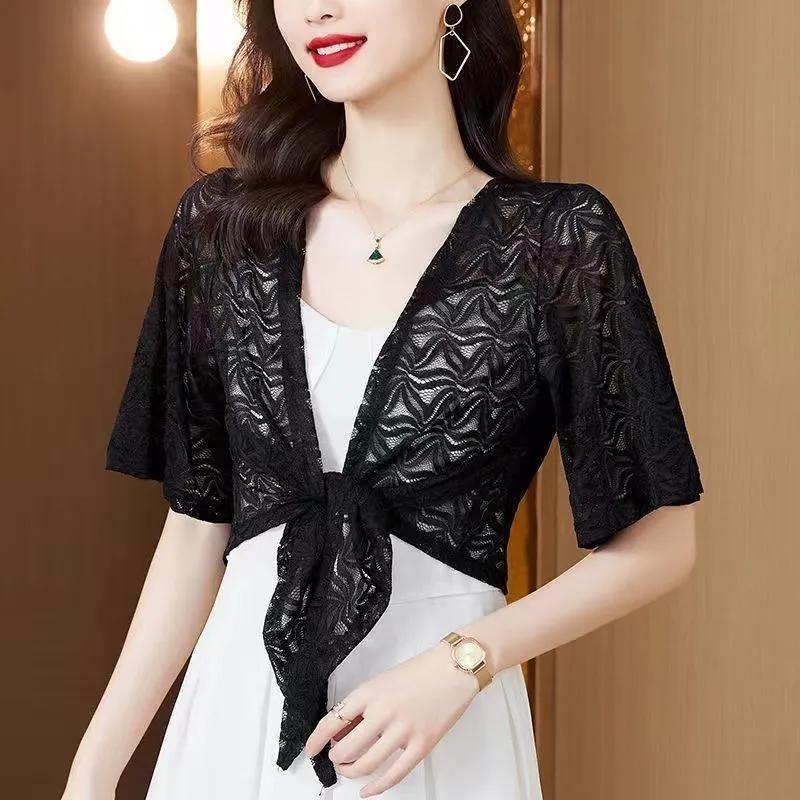 WTEMPO Женские повседневные однотонные кружевные солнцезащитные шали пальто весна-лето повседневные универсальные тонкие дышащие кардиганы