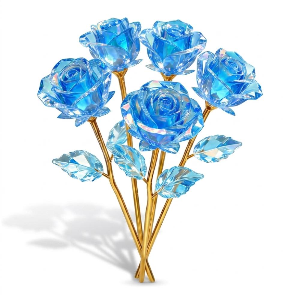 10Pcs Handcrafted Eternal Roses Large Artificial Crystal Flowers Gold Rose Gift Home Decoration