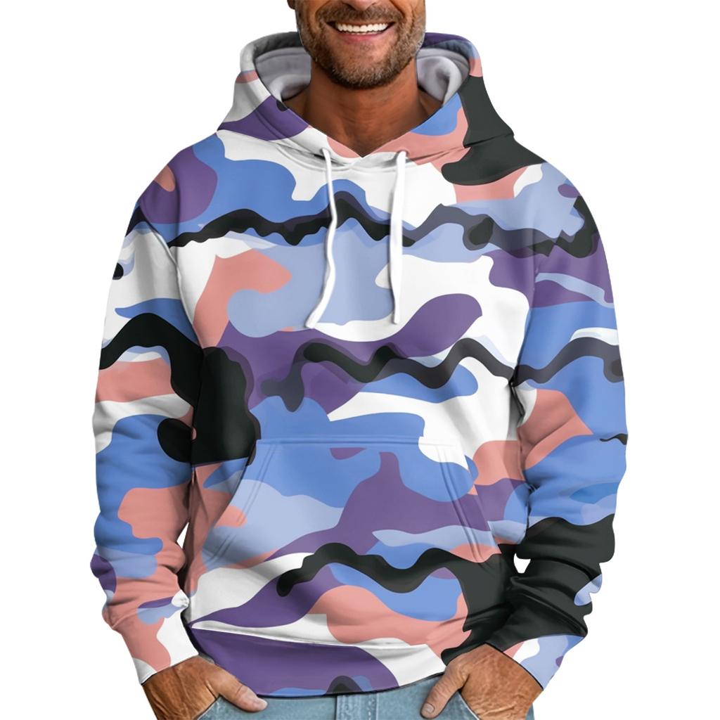 Men's Loose Printed Hooded Sweatshirt Men's Casual Fashion Sports Sweatshirt