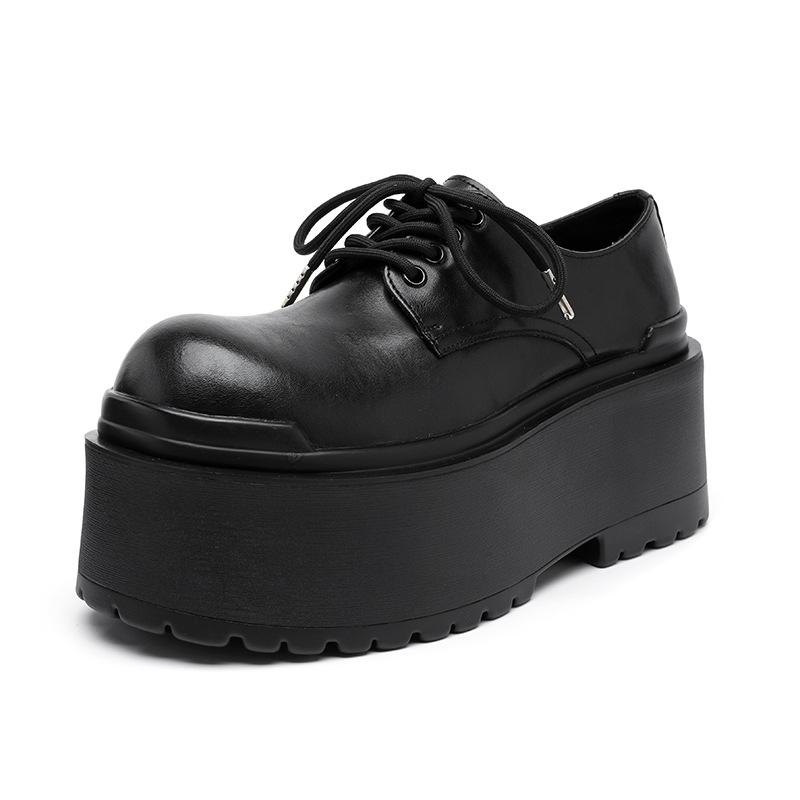 2025 новые мужские туфли осень-зима на шнуровке повседневные универсальные трендовые сверхвысокие кожаные туфли на толстой подошве мужские 66645-R