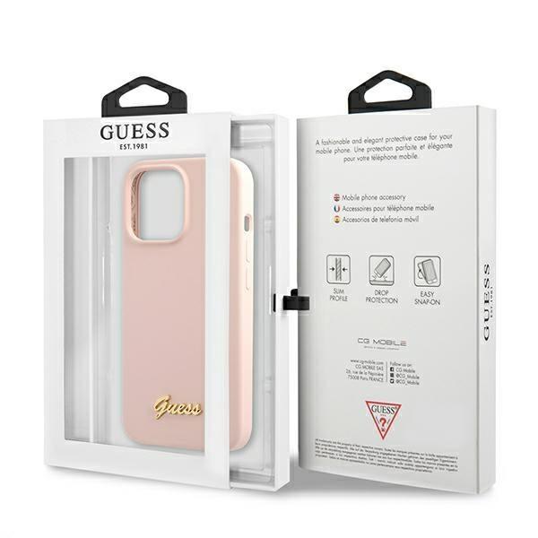 Guess Guhmp13Llslmglp Iphone 13 Pro / 13 6,1 Jasnoróżowy/Light Pink Hardcase Silicone Script Gold Logo Magsafe