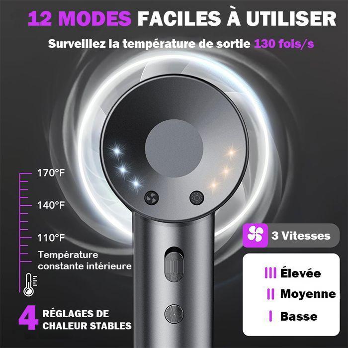 Sèche-cheveux - WENZYLIQUOX - Sans Dégâts Chaleur - 160000 tr/min - 500M ions négatifs - 1600W