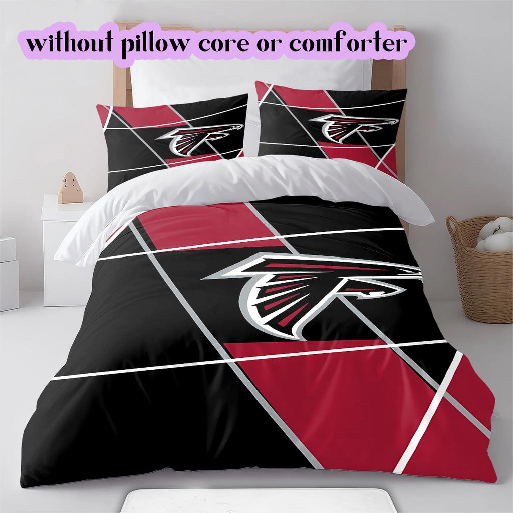 football Logo Pattern Bedding Quilt Set Quilt Cover Pillowcase Home Decoration Birthday Gift (1*duvet cover+ 2*pillowcase, without core)
