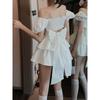 Белое сексуальное мини-платье с открытой спиной, женское корейское модное повседневное элегантное вечернее платье, женское вечернее платье Kawaii Lolita с рюшами Y2k