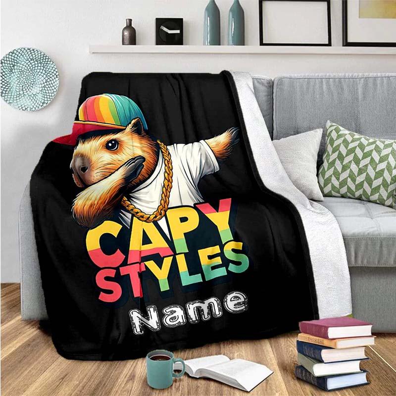Cool Capybara Customize Your Name Blanket Used For Chair Office Sofa Bed Camping Soft And Warm Giving Friends And Relatives Birthday Graduation Gift