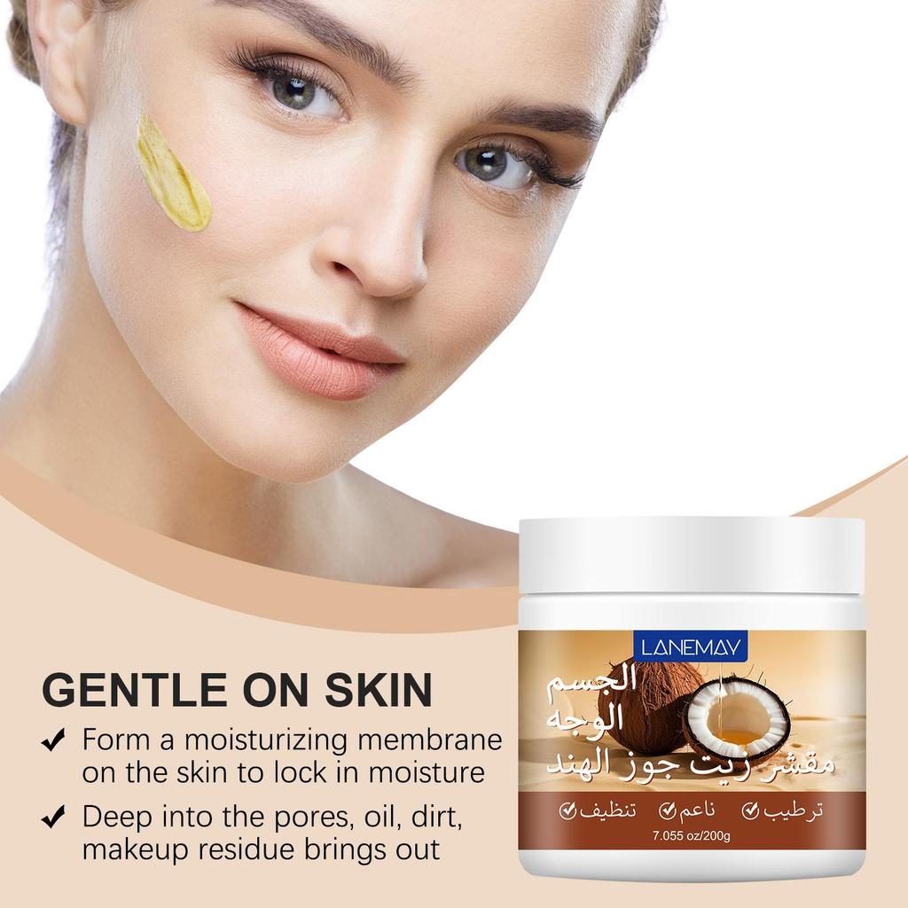 Coconut Oil Face & Body Scrub-Absorbing Water Like a sponge,Form a Moisturizing film-Nourishes the Skin and Makes It Smoother