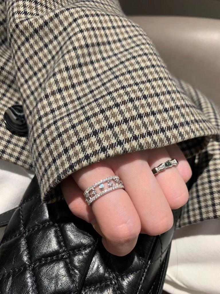 Кольцо V Gold Dewdrop: Женское 18-каратное розовое золото с роскошным полым дизайном и полностью усыпанное бриллиантами, не тускнеющее