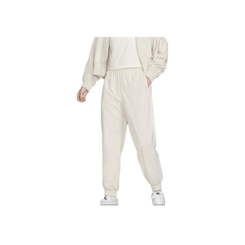 Nike Solid Color Casual Retro Sports Versatile Comfortable Tapered Mid-Waist Spliced Knitted Sweatpants Women Bottoms Light-Pink FV7661-104