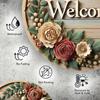 A Pack of 8-inch Round Vintage Metal Wreath Wrought Iron Welcome Signs, Waterproof and Non-fading