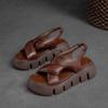 Johnature Summer 2023 New Retro Thick Soled Breathable Romand Sandals Genuine Leather Peep Toe Comfortable Women Platform Shoes