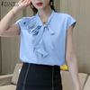 Women Summer V-Neck Short Sleeve Casual Patchwork Blouse