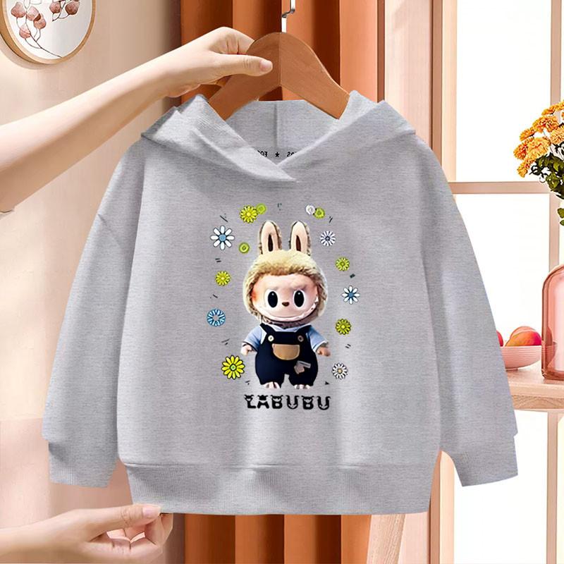 Модные детские худи с принтом Лабубу, повседневные топы, подходящие для мальчиков и девочек