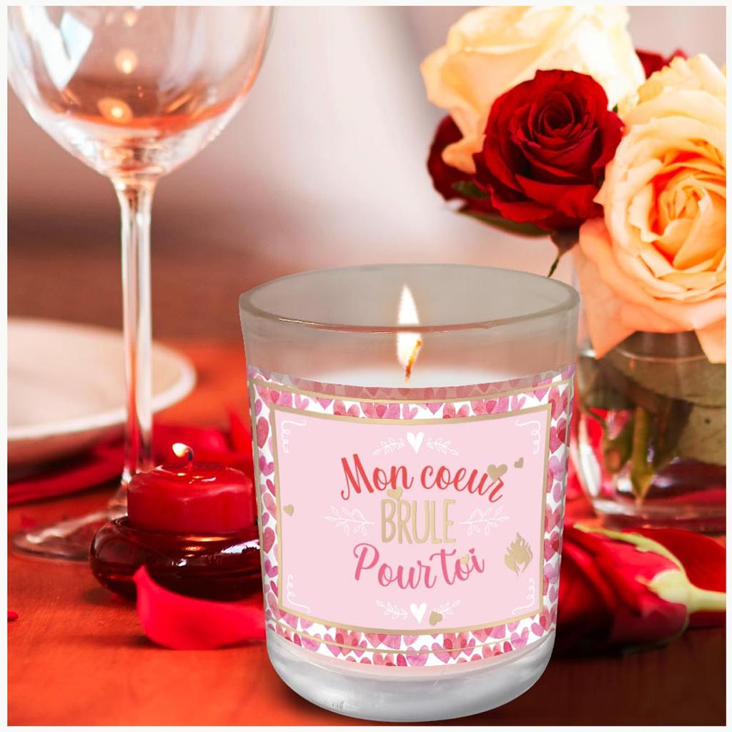 Les Trésors De Lily [A3728] - Ароматическая свеча "Мое сердце горит для тебя" розовая - 92х70 мм