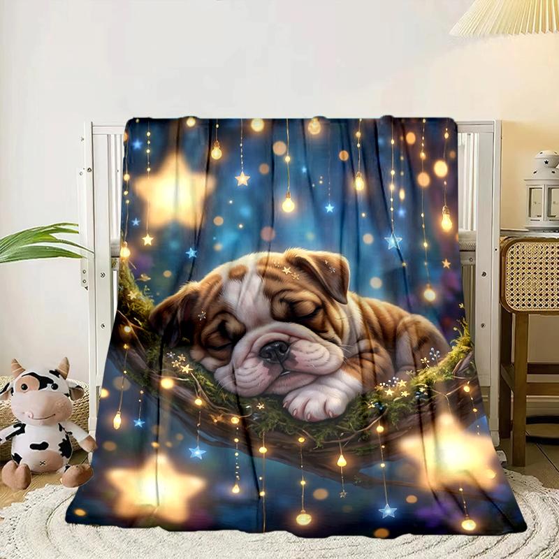 Cartoon Bulldog Stars Blanket Flannel Blanket Throw Blanket Sofa Cover Blanket Soft Premium Blanket Picnic Blanket Tv Blanket Gifts