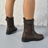 Осенне-зимние ботильоны на боковой молнии, кофейного цвета, средней высоты, для женщин, Новые британского стиля, ретро, с круглым носком, рыцарские ботинки, Большой размер