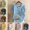 Women's Fashion Dandelion Grass Prined Short Sleeve T-shirt Loose Cotton Shirt Casual Loose Summer Blouse Tops Plus Size