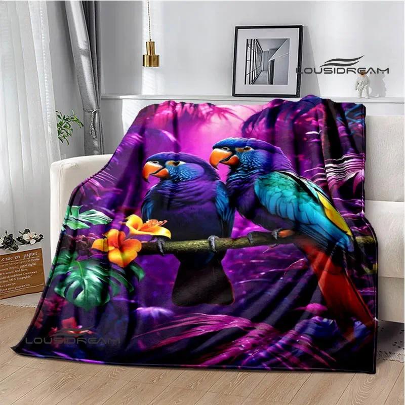 3D Parrot cute printed blankets picnic blanket Warm Flannel blankets Soft and comfortable blanket bed linings Birthday Gift