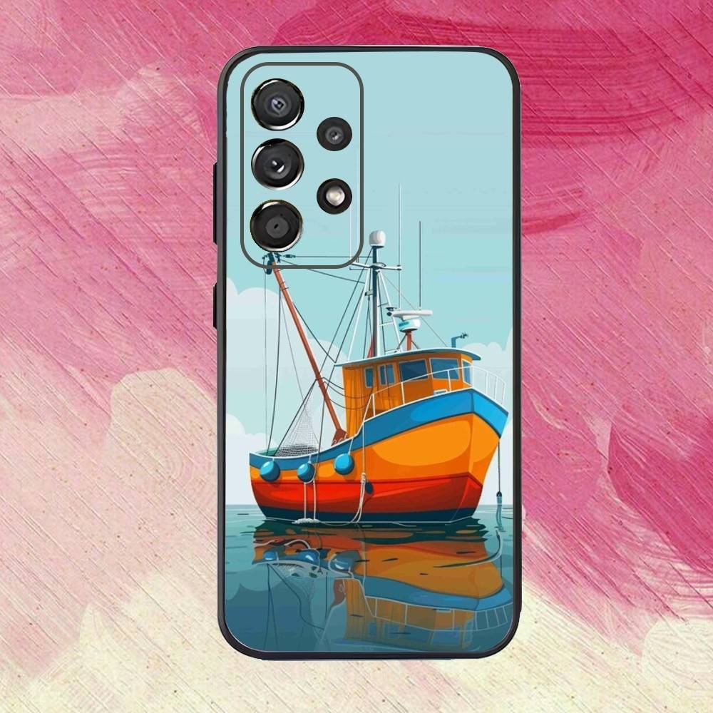 Sailing S-Ship Boat Phone Case For Samsung S25,S24,S21,S22,S23,S30,Ultra,S20,Plus,Fe,Lite,Note,10,9,5G Black Cover