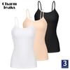 Women 3 Pack Cotton Camisoles Wtih Shelf Bra Solid Adjustable Spaghetti Strap Tank Tops(No Padded)