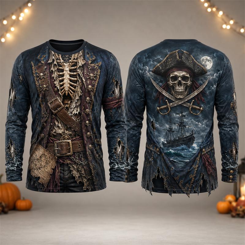 Мужская футболка с 3D-принтом на Хэллоуин, косплей, мумия, быстросохнущая, с длинным рукавом, костюм ужасов, египетский стиль