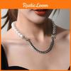 Elegant Titanium Steel Pearl Inlaid Alphabet Necklace For Trendy Womens Fashion Accessories