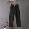 2024 Новые корейские свободные узкие брюки из хлопка и льна для женщин, летние тонкие шаровары с девятью точками, повседневный прямой крой.