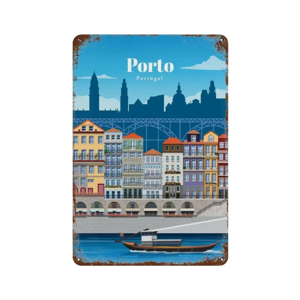 Амстердам Лондон Исландия Бали Путешествия Плакат Металлическая Жестяная Вывеска Табличка Ретро Таблички Для Клуба Человек Пещера Бар Отель Домашний Кафе Настенный Декор