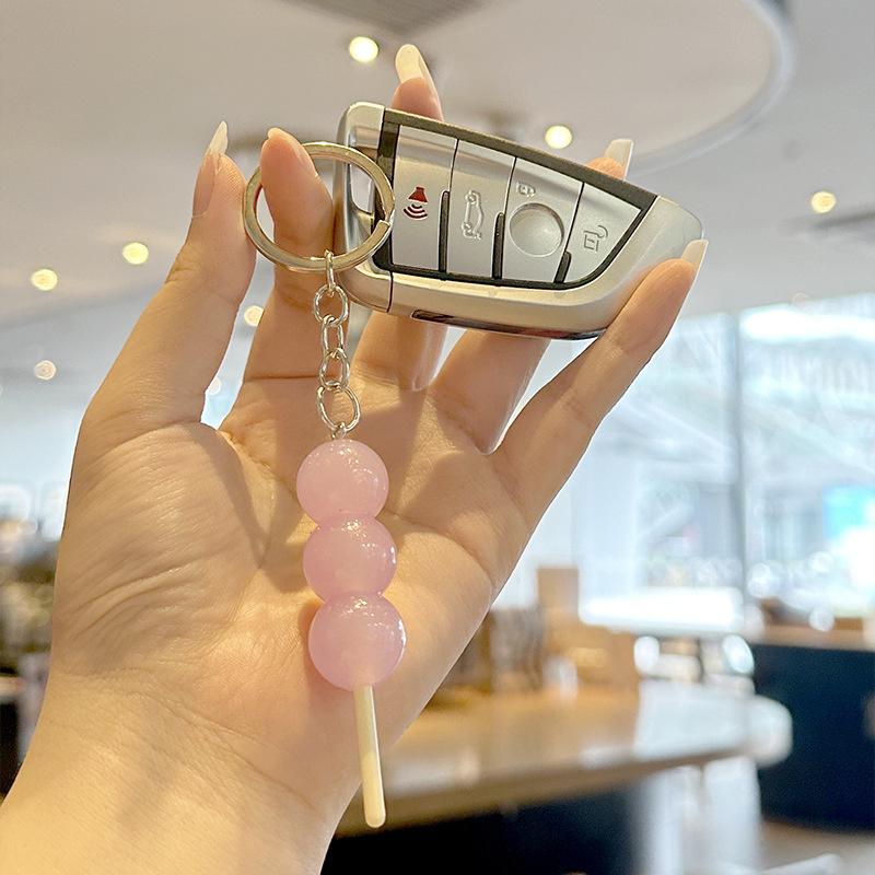 Светящиеся в темноте брелки для ключей Bing Tang Hu Lu с подвеской из смолы в виде еды, мини-брелки