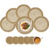 Woven Placemats Set of 6 Round Bulrush Table Mats 30cm Non-Slip Boho Wicker Pad Farmhouse Heat Resistant for Dining Table Decor
