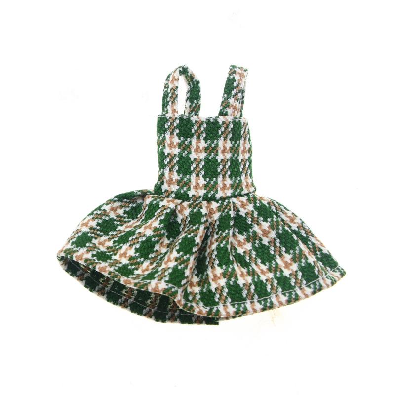 [JN] Рождественская кукла Декорация Одежда Жаккардовый Клетчатый Комбинезон Юбка Аксессуары для кукольного домика