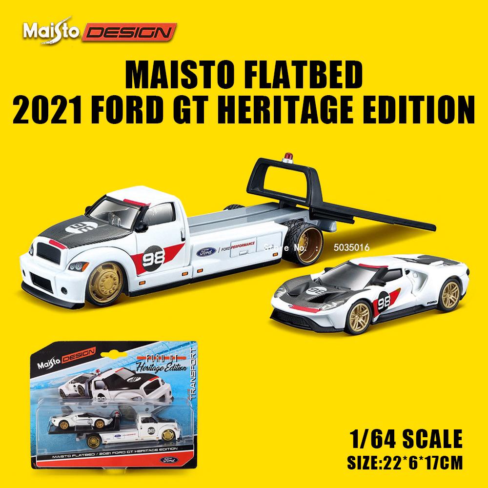 AAAOO1 Maisto 1:64 FLATBED/1988 BMW M3 E30 1965 FORD MUSTANG elite transport Die-casting car model collection gift toy