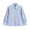 European and American style, new women's clothing, foreign style, fashionable flower print striped shirt 3564076