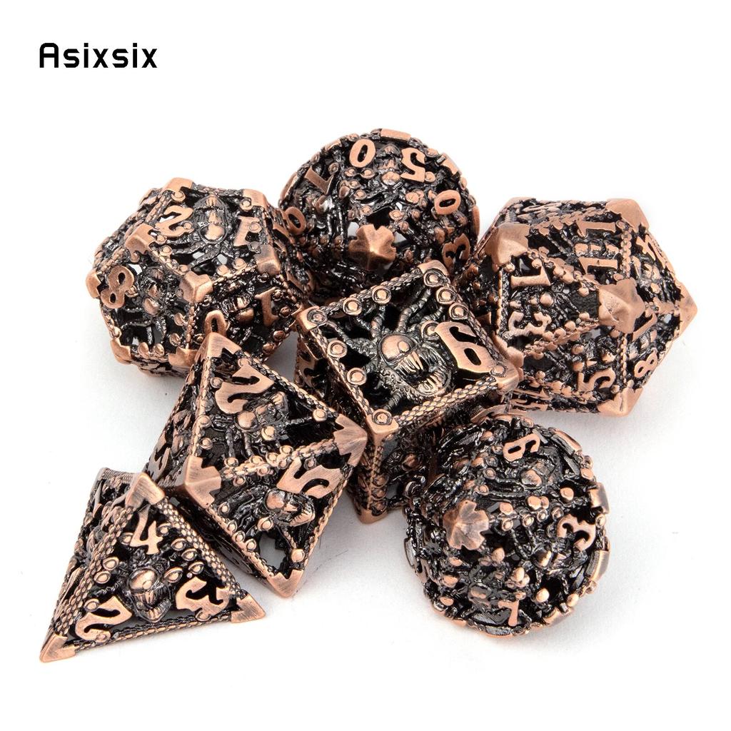 7 Pcs Copper Black Octopus Metal Dice Hollow Metal Polyhedral Dice Set Suitable for Role-Playing RPG  Board Game Card Game