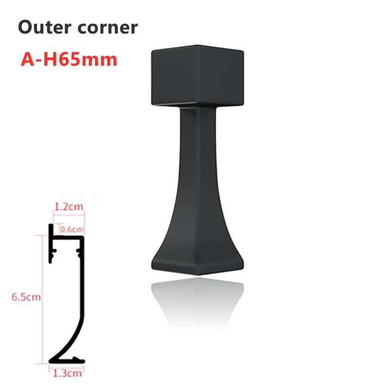 Светодиодный плинтус H40/50/65 мм, линейный светильник, алюминиевый профиль, аксессуары, плинтус, пластиковый внутренний уголок, внешний угловой соединитель