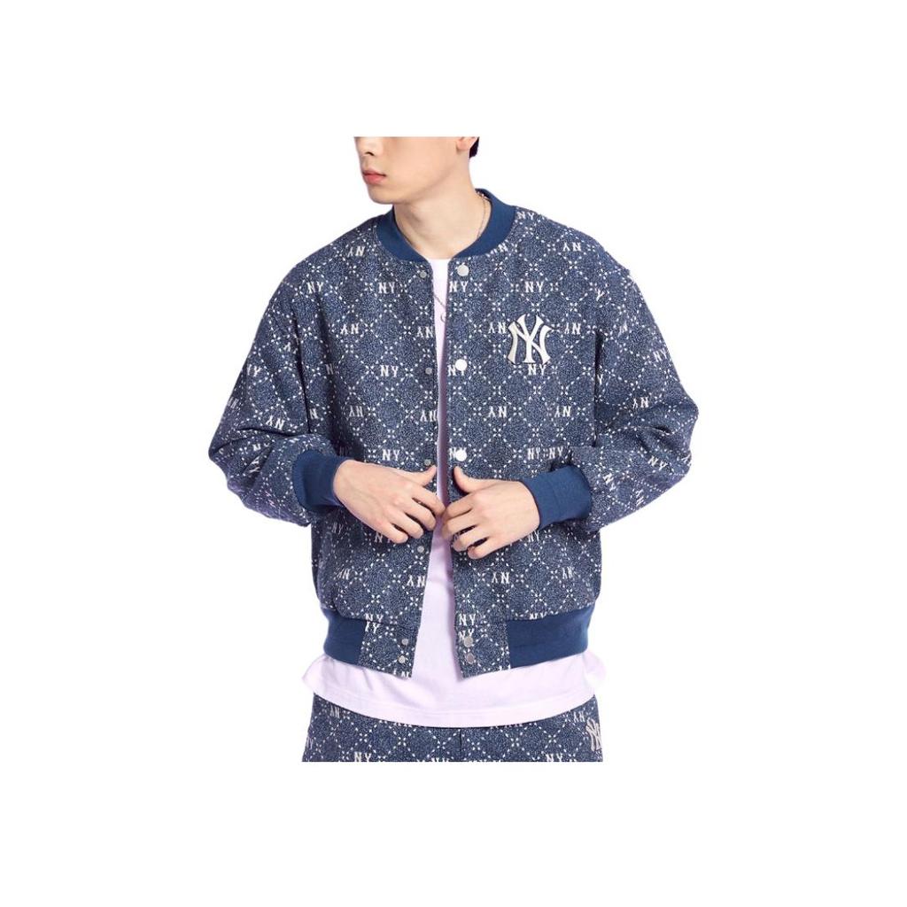 MLB New York Yankees Letter Jacquard Denim Jacket Unisex Jacket Navy-Blue 3ADKM0131-50INS