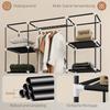 Fabric Wardrobe made of Non-Woven Fabric, Folding Wardrobe, 1 Clothes Rail, 9 Shelves, 150 cm x 43 cm x 162.5 cm, Black
