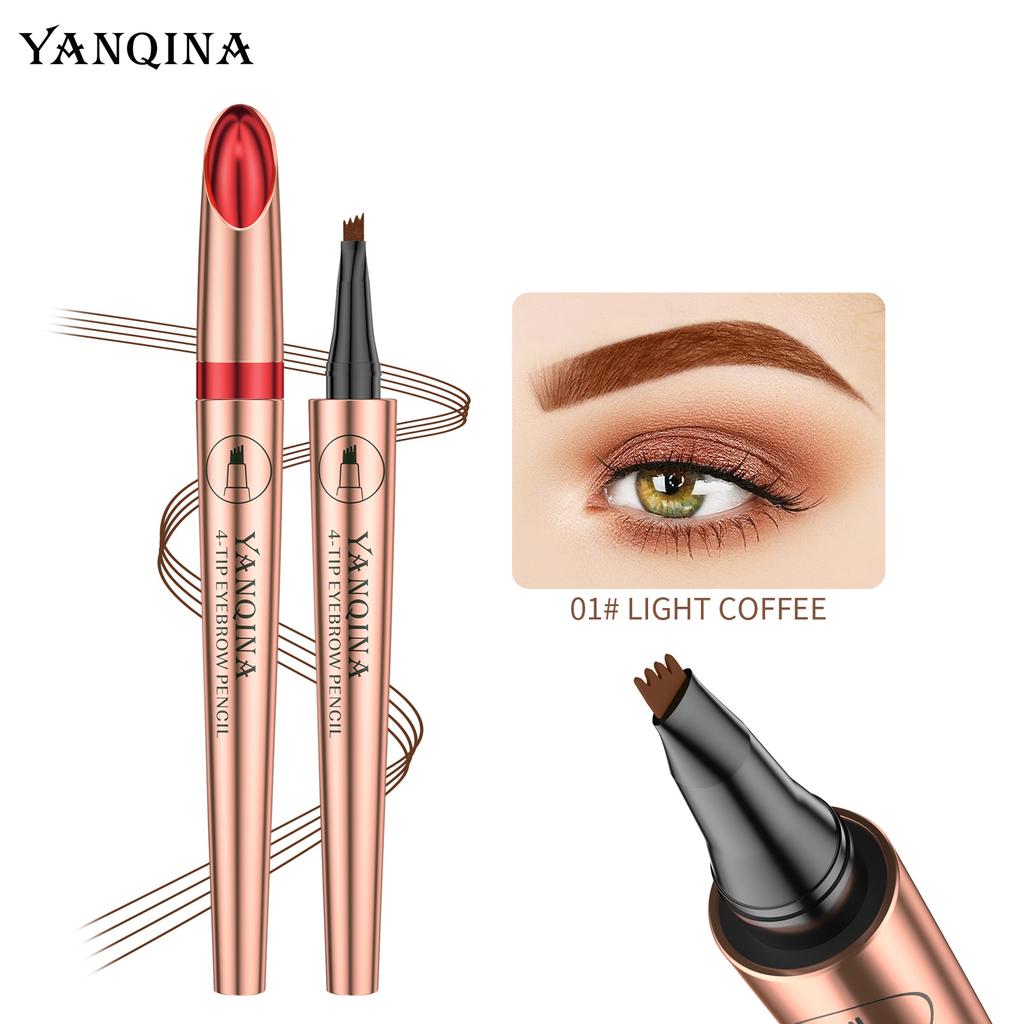 YANQINA Line Eyebrow Pen Карандаш для бровей с четырьмя вилками Жидкий карандаш для бровей