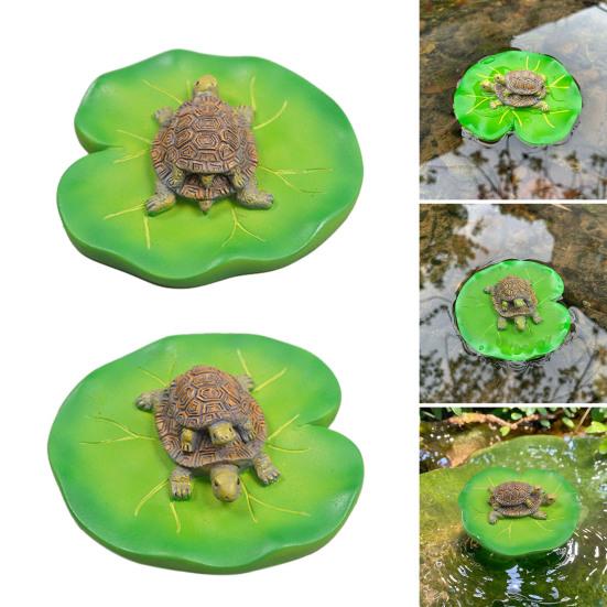 Плавучий Лист Лотоса Черепаха Фигурка Двойная Черепаха Статуя Скульптура Сад На Открытом Воздухе Двор Пруд для Рыб Аквариум Украшение Орнамент