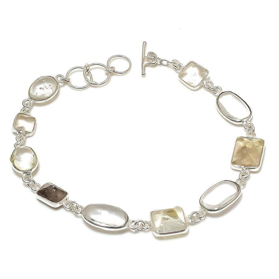 Golden Rutile, Topaz Handmade 925 Sterling Silver Bracelet 7-8" Z2g27