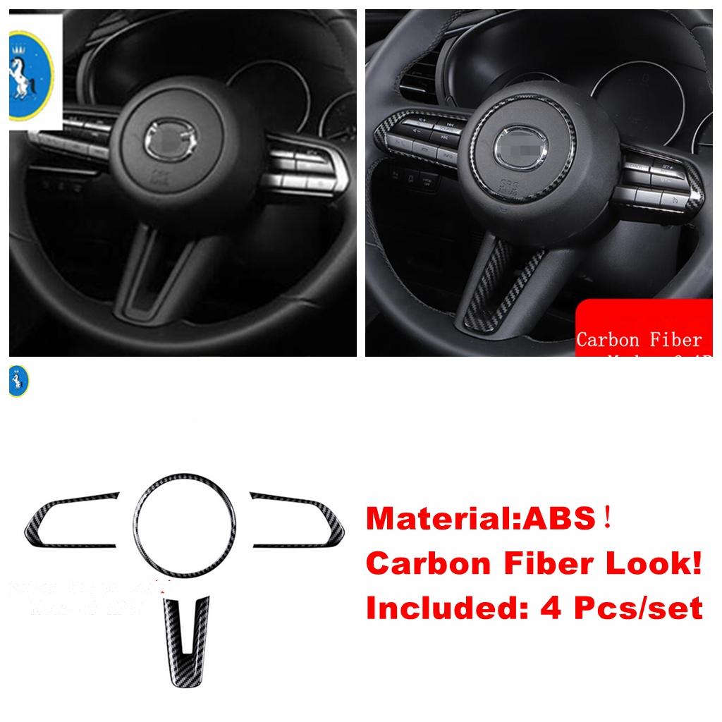Car Steering Wheel Gear Shift Button Frame Cover Trim Fit For Mazda CX-50 2024 Red / Carbon Fiber Interior Accessories