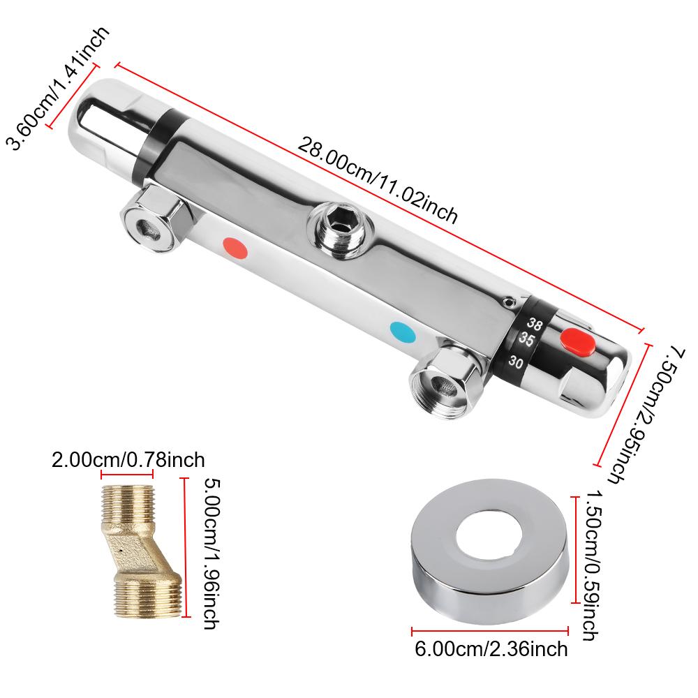 Кран для горячей и холодной воды Термостатический душевой кран Кран для ванны Инструмент для ванной комнаты Термостатический смеситель Смесительный клапан для ванной комнаты Медь
