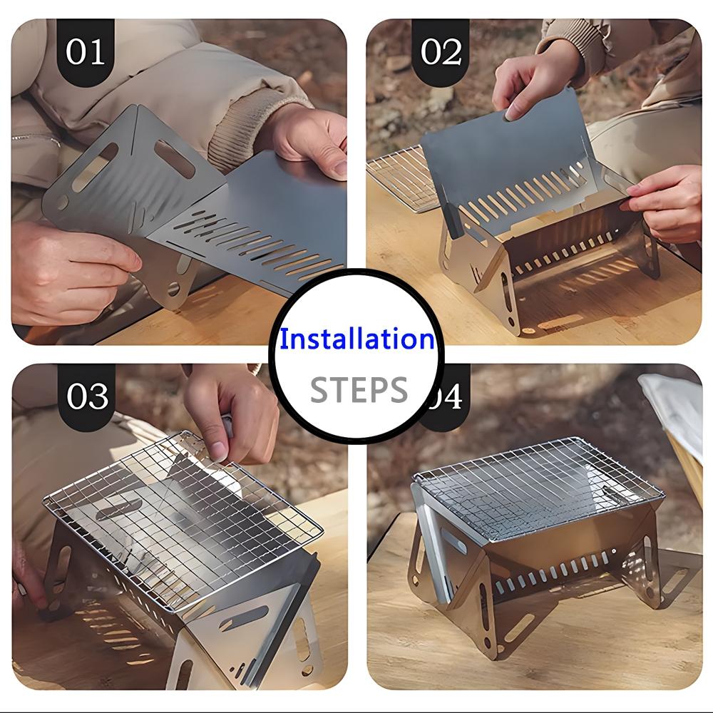 Портативный складной гриль-барбекю, отопительные печи, многофункциональная стойка для гриля для кемпинга, сетчатая дровяная печь, гриль из нержавеющей стали