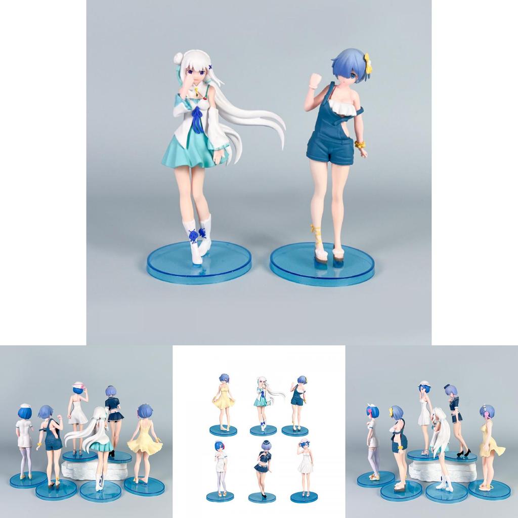 Фигурка аниме ПВХ Re:Zero Пара Рем и Эмилия Для настольного дисплея и в качестве идеи для подарка