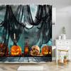 Страшные Хэллоуинские шторки для душа Черный кот Тыква Шторка для душа Ведьма Фиолетовая Летучая мышь Паутина Тканевая шторка для душа Декор для ванной