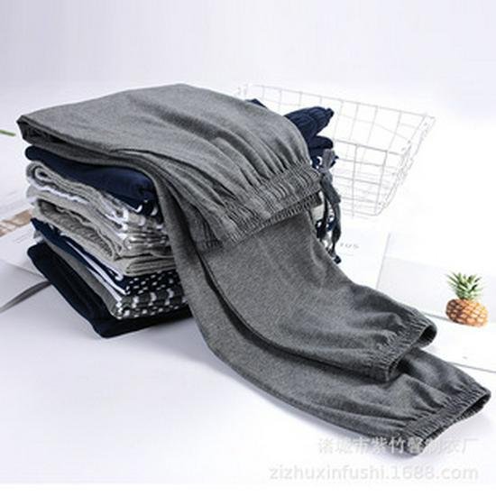 Мужские пижамные брюки большого размера из модала и ледяного шелка - Повседневные, Свободные, Длинные, Цельные