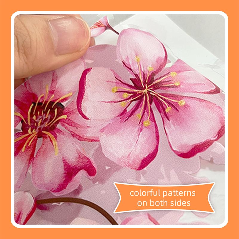 Розовые цветы лоза птицы наклейки на окно многоразовая фреска двусторонние наклейки на стену домашний декор стекло окна статическая наклейка
