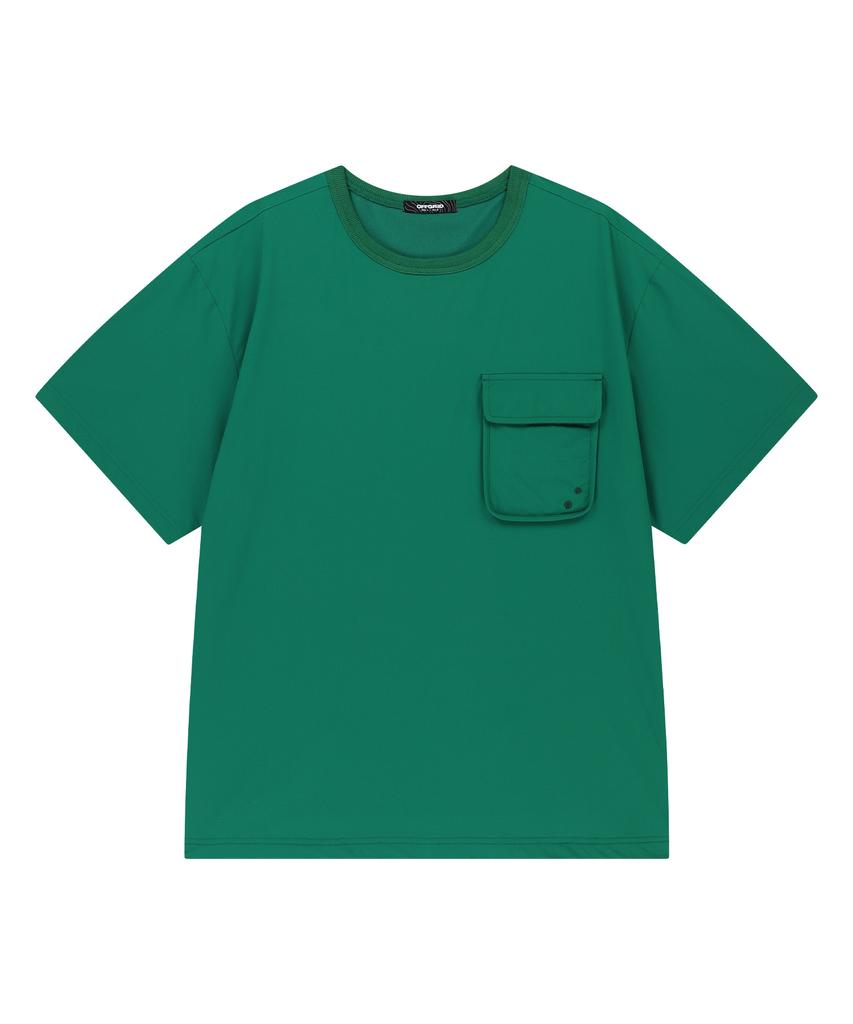OFFGRID Woven Stretch Round T-Shirt - Green